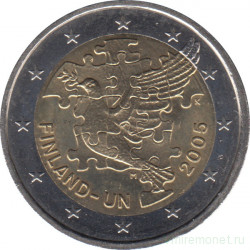 Монета. Финляндия. 2 евро 2005 год. 50 лет членства Финляндии в ООН.