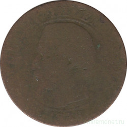 Монета. Франция. 5 сантимов 1856 год. B.