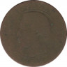 Монета. Франция. 5 сантимов 1856 год. B. ав.