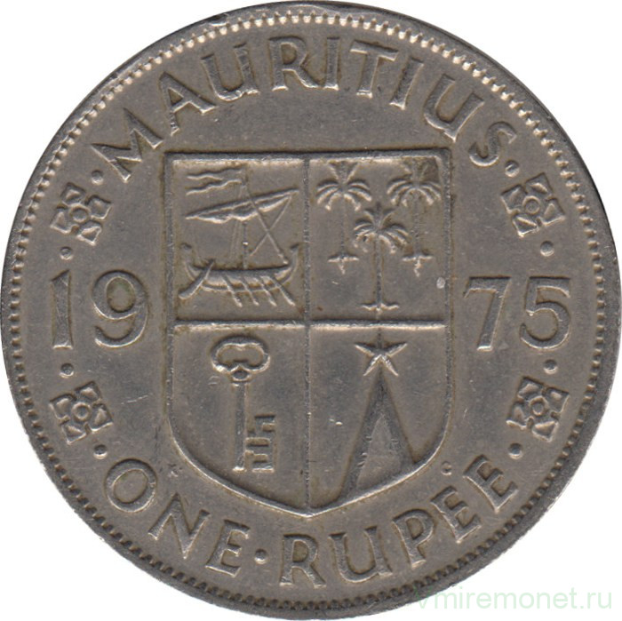 Монета. Маврикий. 1 рупия 1975 год.
