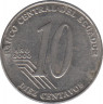 Монета. Эквадор. 10 сентаво 2000 год. рев.
