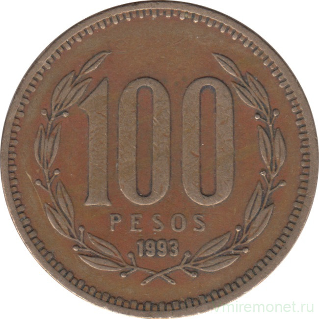 Монета. Чили. 100 песо 1993 год.