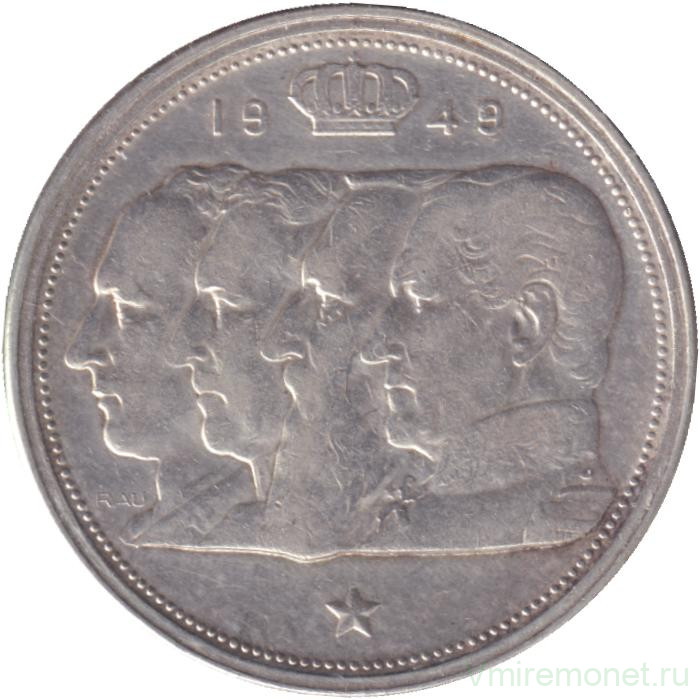 Монета. Бельгия. 100 франков 1949 год. BELGIE. Монетное отношение аверс/реверс.