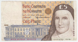 Банкнота. Ирландия. 5 фунтов 1995 год. Тип 75b(2).