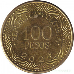 Монета. Колумбия. 100 песо 2024 год.