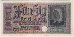 Банкнота. Германия. Третий рейх. Немецкие оккупационные деньги. 50 рейхсмарок 1940 - 1945 года. Тип R140 (1).