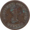 Монета. Германия (Германская империя 1871-1922). 1 пфенниг 1905 год. (G). ав.