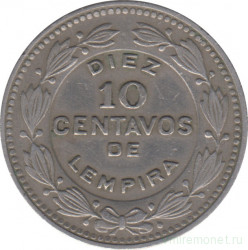 Монета. Гондурас. 10 сентаво 1967 год.