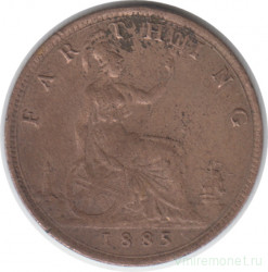 Монета. Великобритания. 1 фартинг 1885 год.