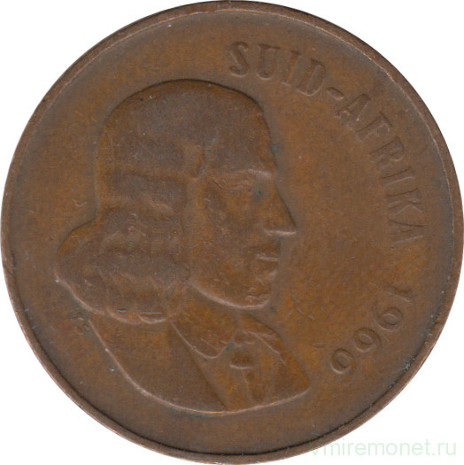 Монета. Южно-Африканская республика (ЮАР). 2 цента 1966 год. Аверс - "SUID-AFRIKA".