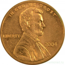 Монета. США. 1 цент 2004 год.