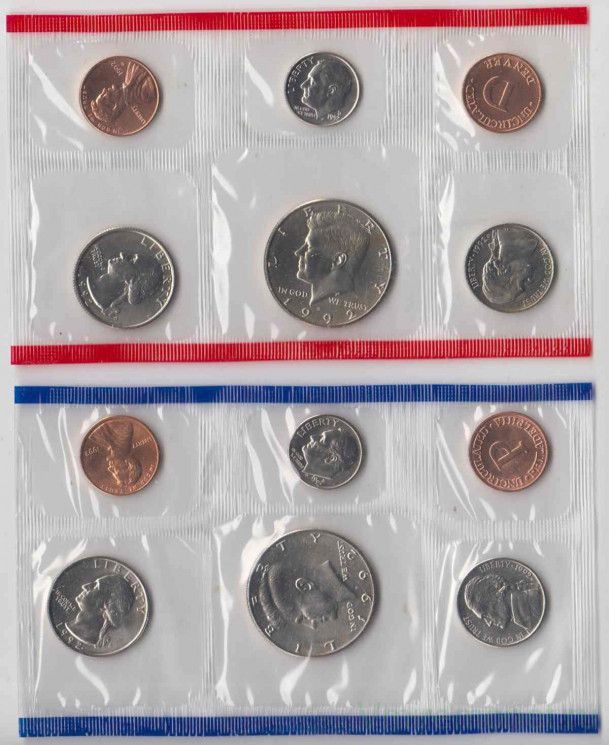 Монета. США. Годовой набор 1992 год. Монетные дворы P и D.
