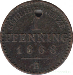 Монета. Пруссия (Германия). 1 пфенниг 1868 год. B.