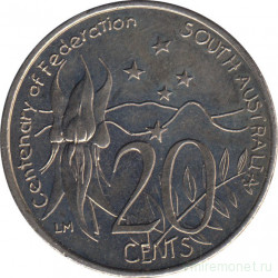Монета. Австралия. 20 центов 2001 год. Столетие конфедерации. Южная Австралия.