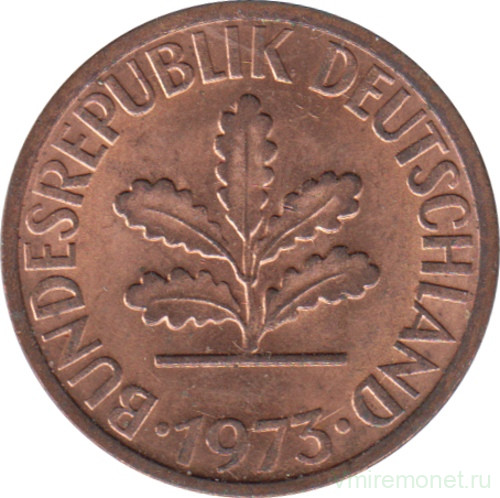 Монета. ФРГ. 2 пфеннига 1973 год. Монетный двор - Мюнхен (D).