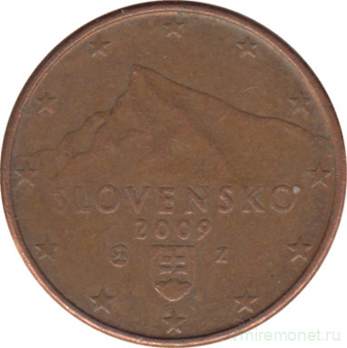 Монета. Словакия. 1 цент 2009 год.