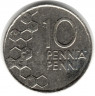 Монета. Финляндия. 10 пенни 2001 год.
