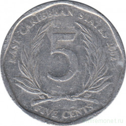 Монета. Восточные Карибские государства. 5 центов 2002 год.