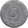 Монета. Восточные Карибские государства. 5 центов 2002 год. ав.
