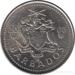 Монета. Барбадос. 25 центов 2008 год.