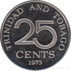Монета. Тринидад и Тобаго. 25 центов 1973 год.