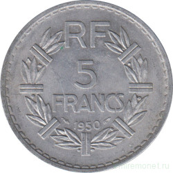 Монета. Франция. 5 франков 1950 год. Монетный двор - Париж.