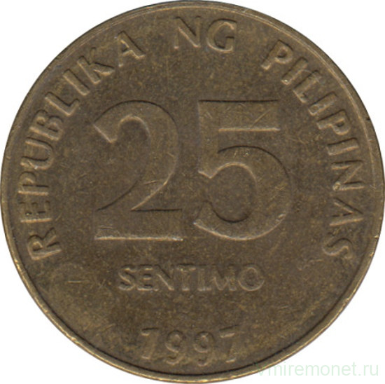 Монета. Филиппины. 25 сентимо 1997 год.