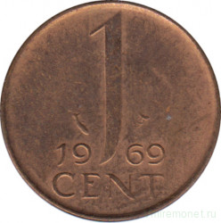 Монета. Нидерланды. 1 цент 1969 год. Рыба.