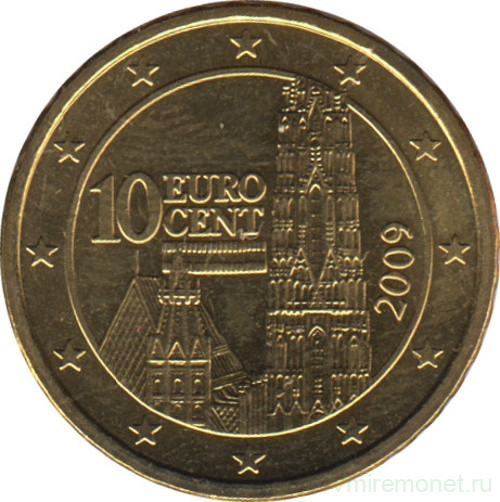 Монета. Австрия. 10 центов 2009 год.