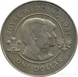 Монета. Бермудские острова. 1 доллар 1981 год. Свадьба Принца Чарльза и Леди Дианы.