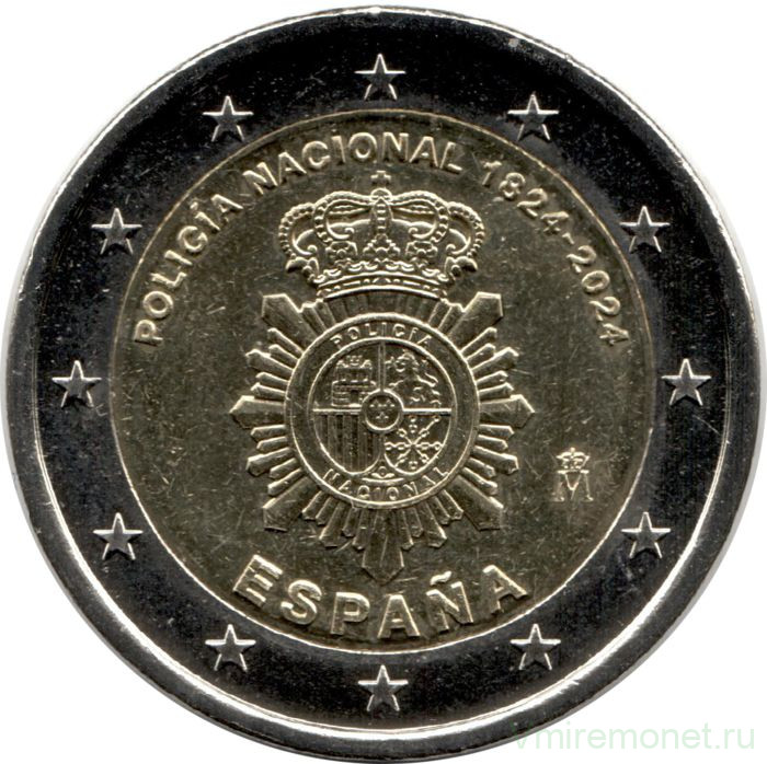 Монета. Испания. 2 евро 2024 год. 200 лет Национальной полиции Испании.