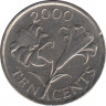 Монета. Бермудские острова. 10 центов 2000 год. ав.