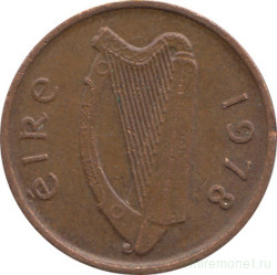 Монета. Ирландия. 1/2 пенни 1978 год.