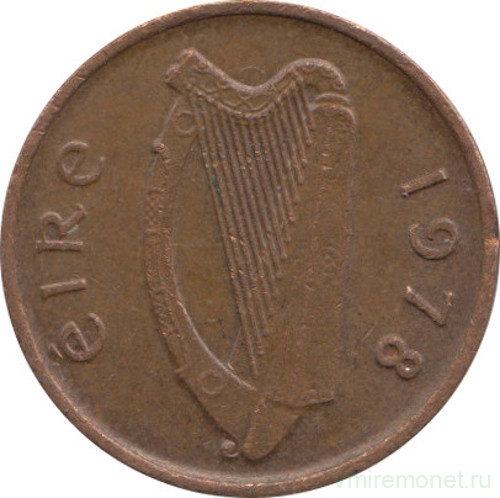 Монета. Ирландия. 1/2 пенни 1978 год.