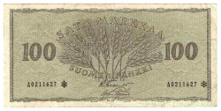 Банкнота. Финляндия. 100 марок 1955 год. (звёздочка замещения)