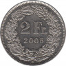  Монета. Швейцария. 2 франка 2005 год. ав.