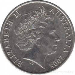 Монета. Австралия. 20 центов 2008 год.