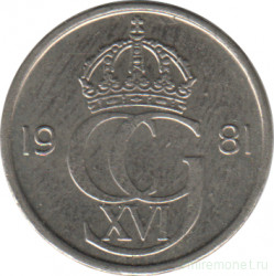 Монета. Швеция. 10 эре 1981 год.