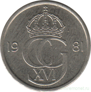 Монета. Швеция. 10 эре 1981 год.