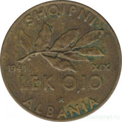 Монета. Албания. 0,10 лека 1941 год.