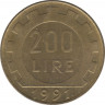Монета. Италия. 200 лир 1991 год. ав.
