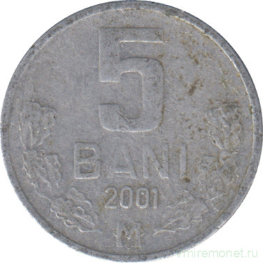 Монета. Молдова. 5 баней 2001 год.