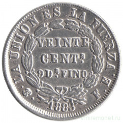 Монета. Боливия. 20 сентаво 1883 год.