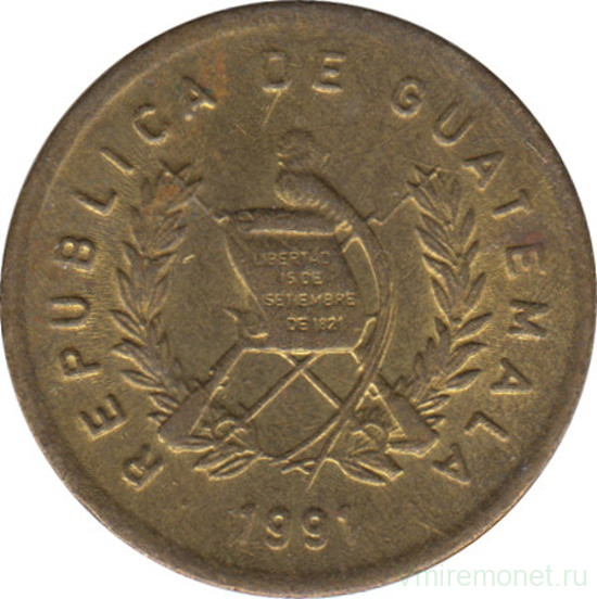 Монета. Гватемала. 1 сентаво 1991 год.