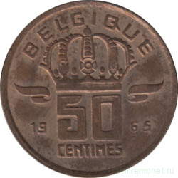 Монета. Бельгия. 50 сантимов 1965 год. BELGIQUE.