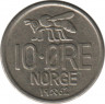  Монета. Норвегия. 10 эре 1962 год. ав.