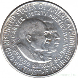 Монета. США. 50 центов 1952 год. Джордж Вашингтон Карвер и Букер Талиафер Вашингтон.