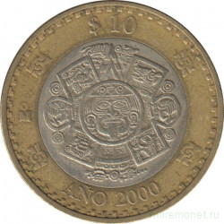 Монета. Мексика. 10 песо 2000 год. Милениум.