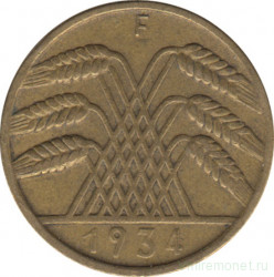 Монета. Германия. Веймарская республика. 10 рейхспфеннигов 1934 год. Монетный двор - Штутгарт (F).