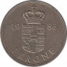 Монета. Дания. 1 крона 1987 год. ав.